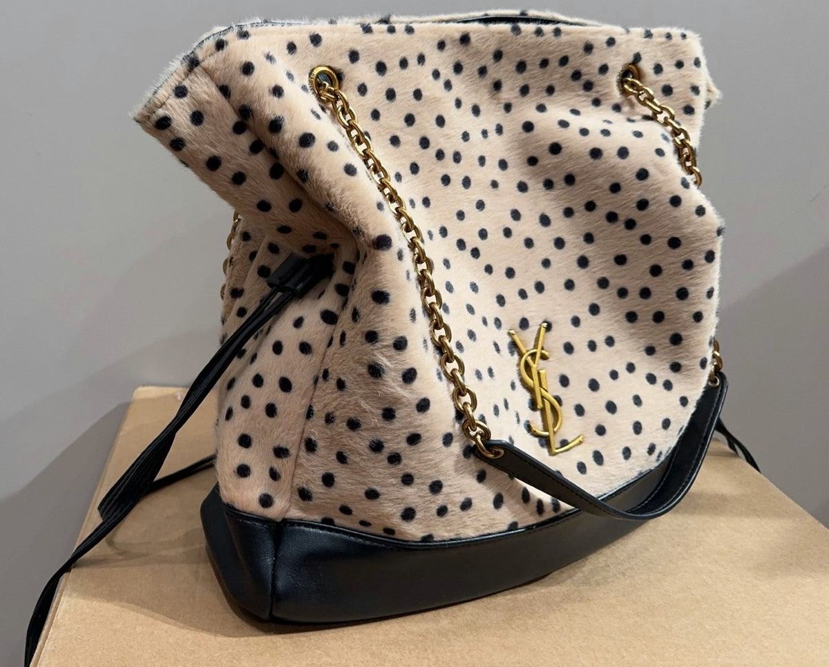 Fuzzy Polka Dot Drawstring Pouch