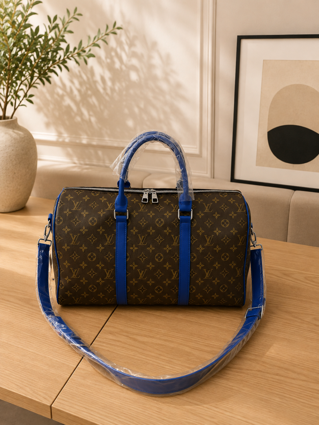 Monogram Blue Trim Duffel Bag (Pre-Order)