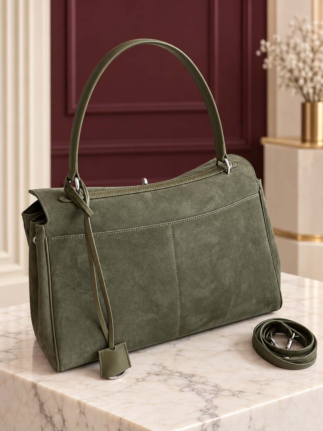 Medium Rodeo Khaki/Green Suede Bag