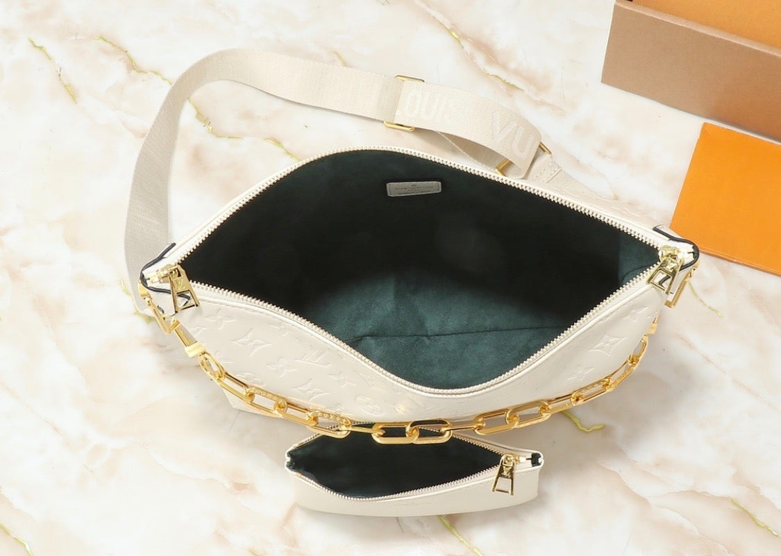 Monogram Embossed Cowhide Leather Hobo Bag (Pre-Order)