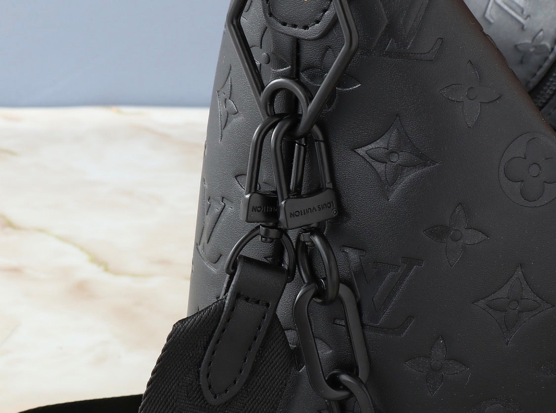 Monogram Embossed Cowhide Leather Hobo Bag (Pre-Order)