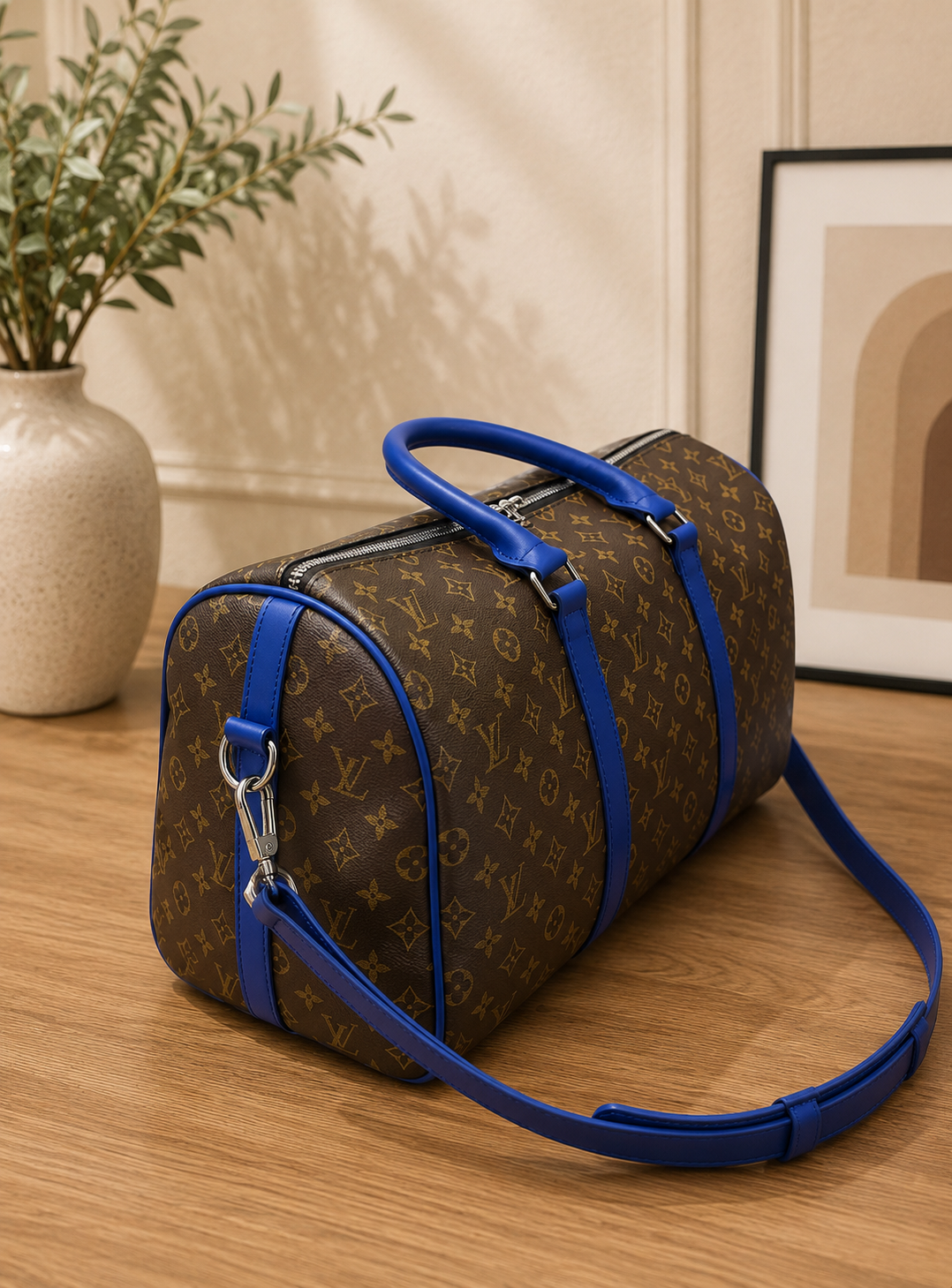 Monogram Blue Trim Duffel Bag (Pre-Order)