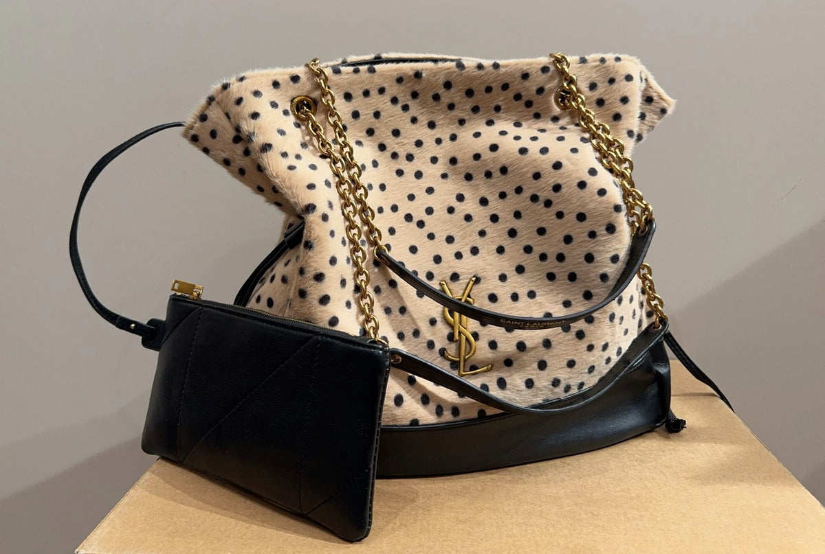 Fuzzy Polka Dot Drawstring Pouch