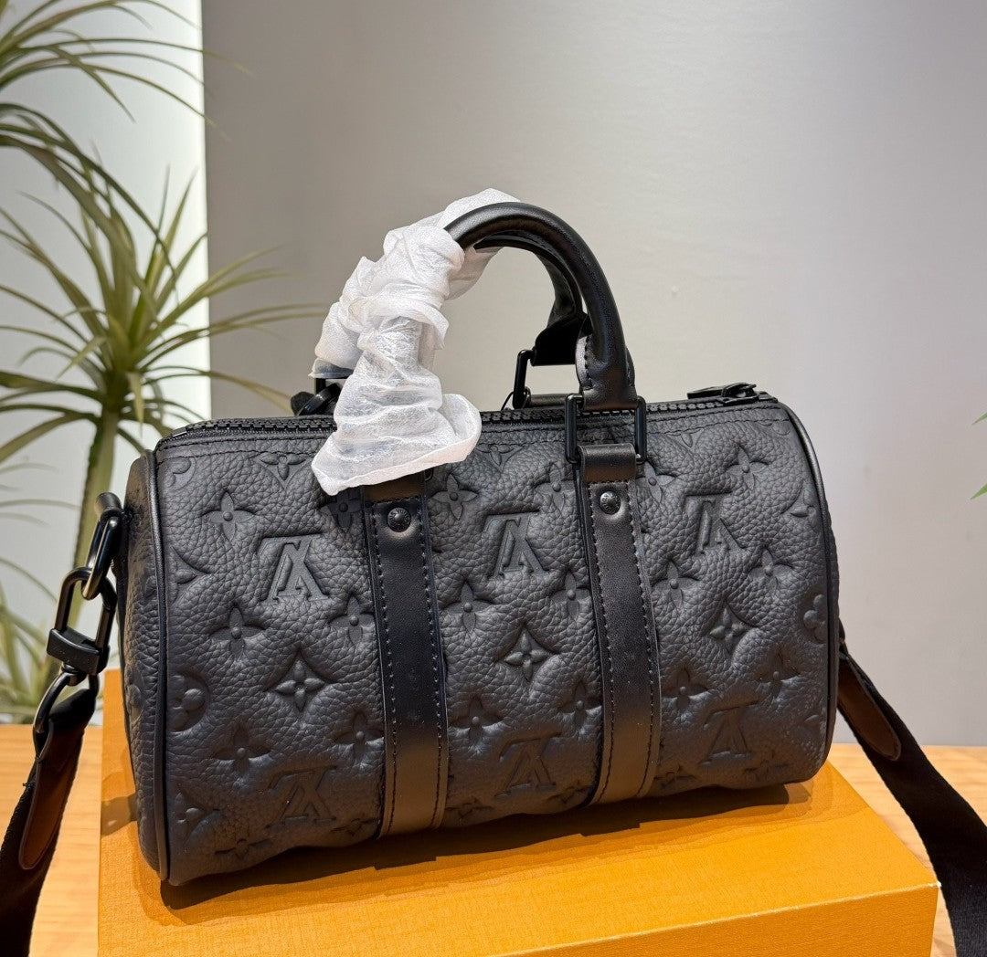 Embossed Monogram Leather Keepall 25