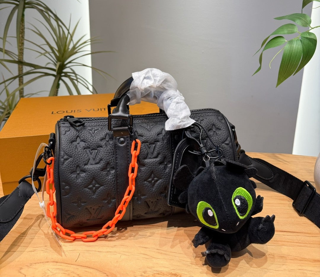 Embossed Monogram Leather Keepall 25