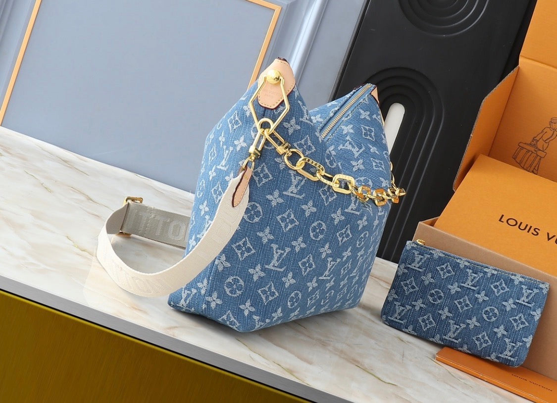 Monogram Denim Hobo Bag (Pre-Order)
