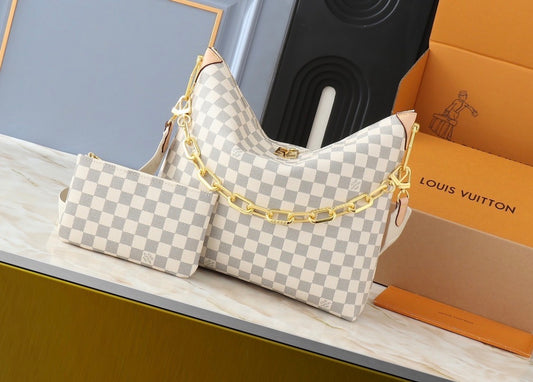 Monogram Checkered Hobo Bag