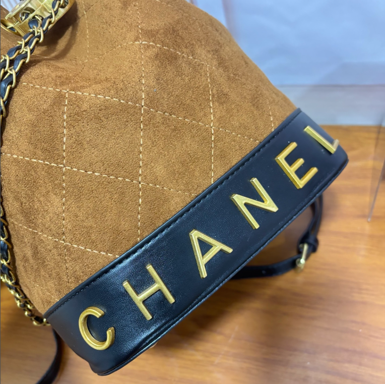 Suede and Lambskin Drawstring Bucket Bag (Pre-Order)