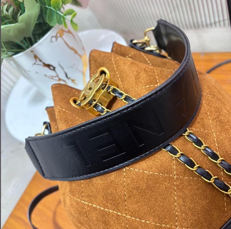 Suede and Lambskin Drawstring Bucket Bag (Pre-Order)