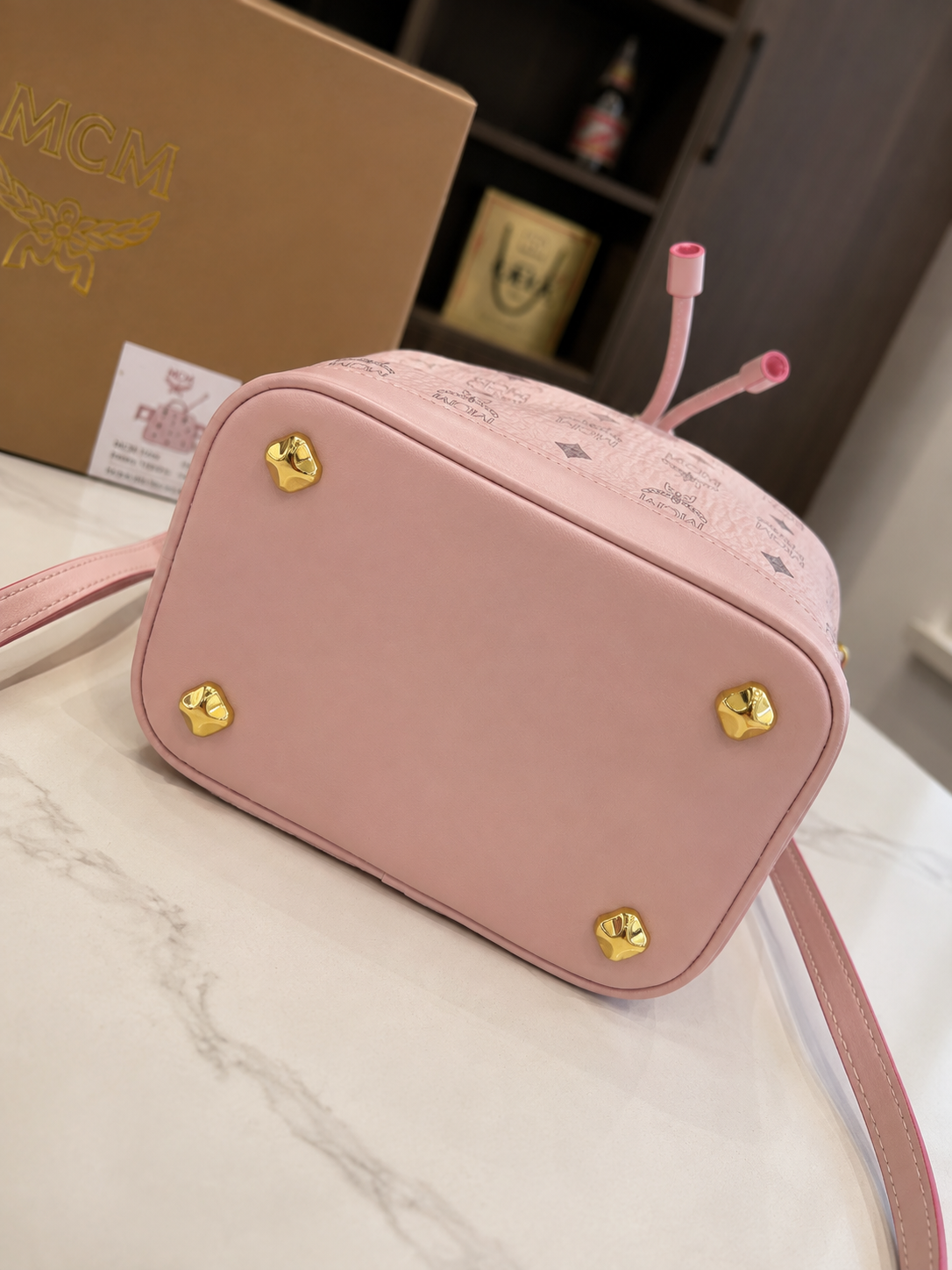 Leather Bucket Crossbody with Rabbit (Pre-Order)