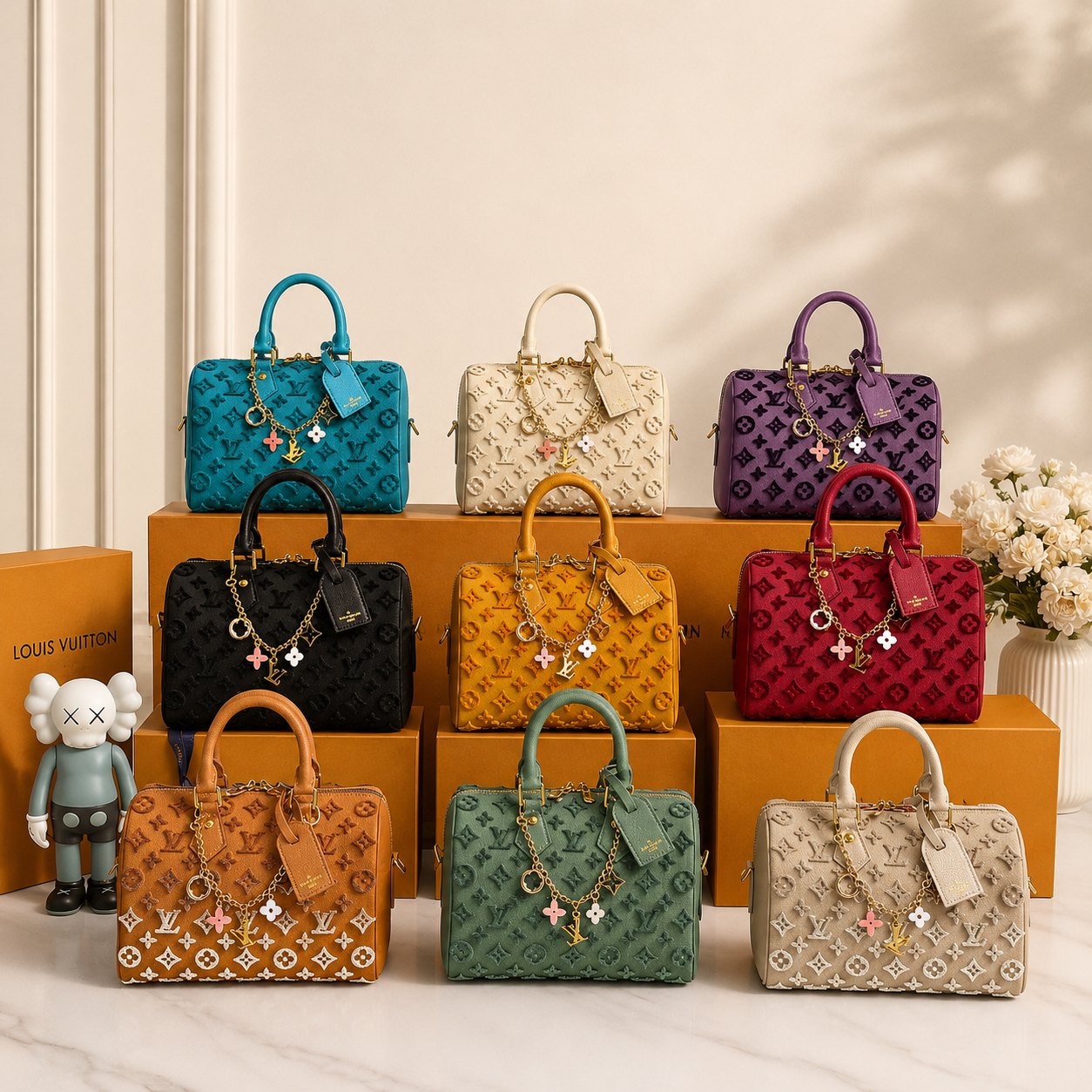 Monogram Debossed Leather Handbag (Pre-Order)
