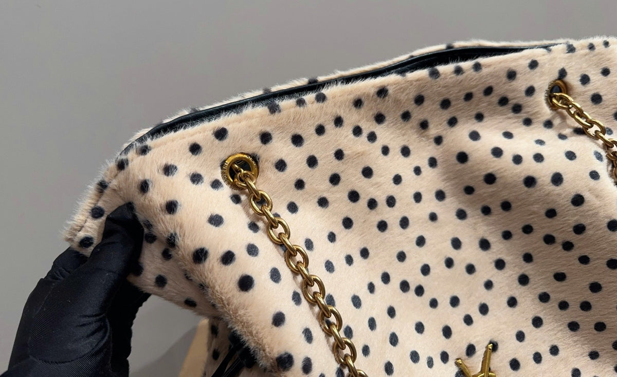 Fuzzy Polka Dot Drawstring Pouch