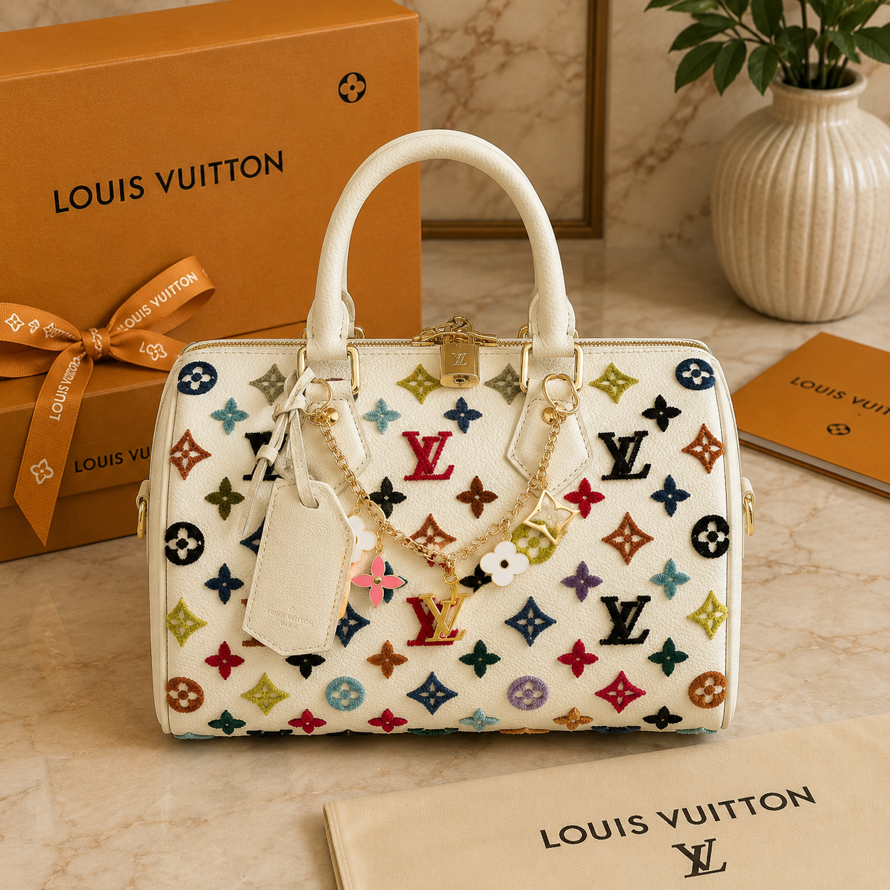 Monogram Multicolor Debossed Leather HandbagHandbag (Pre-Order)