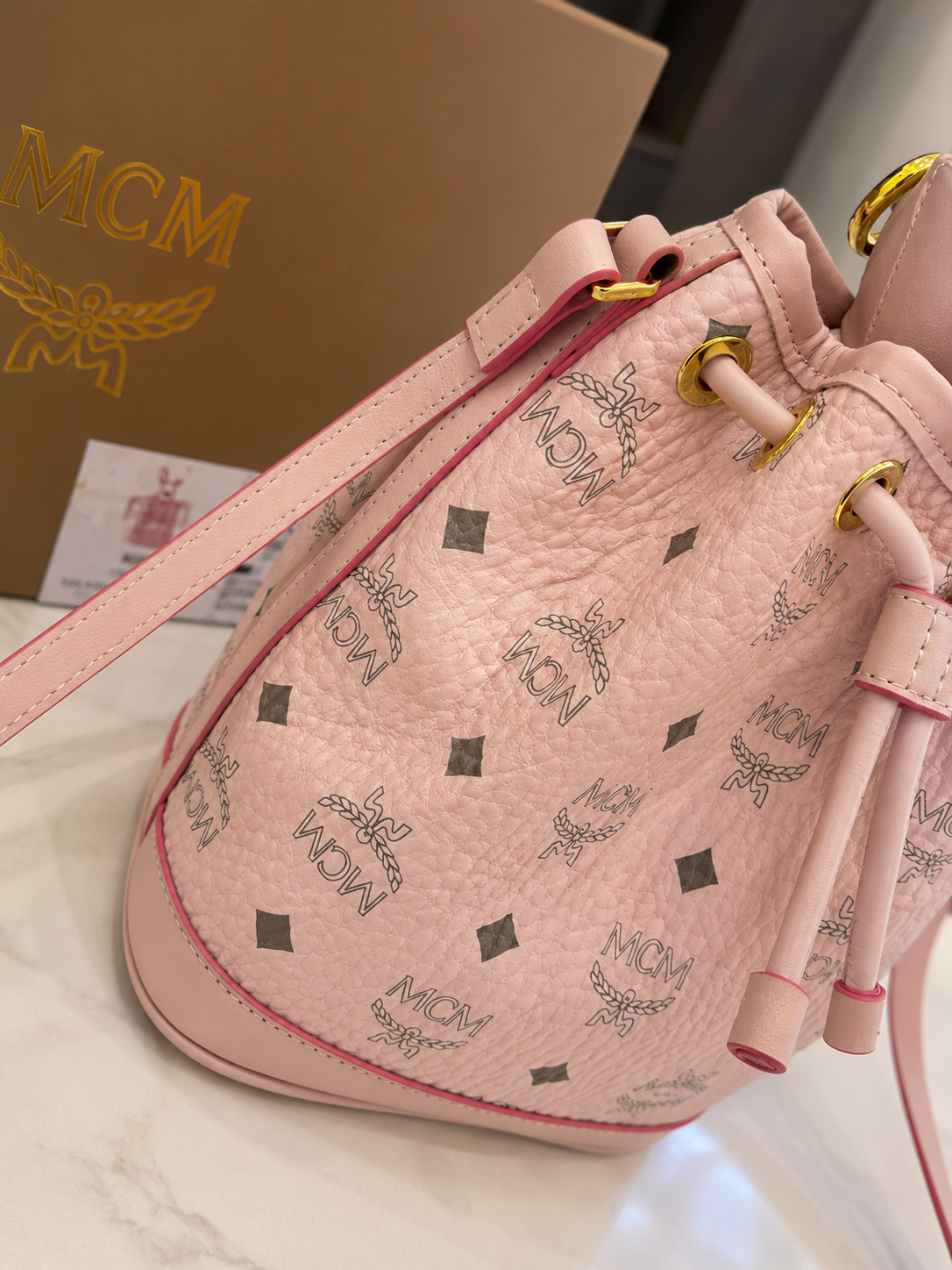 Leather Bucket Crossbody with Rabbit (Pre-Order)